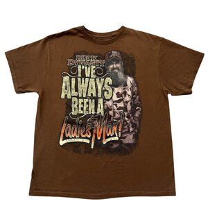 Y2K Duck Dynasty Graphic Tee Ladies Man Brown Redneck Country Streetwear Mens XL